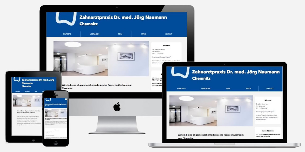 Screenshot Website Zahnarztpraxis Dr. med. Jörg Naumann auf verschiedenen Geräten